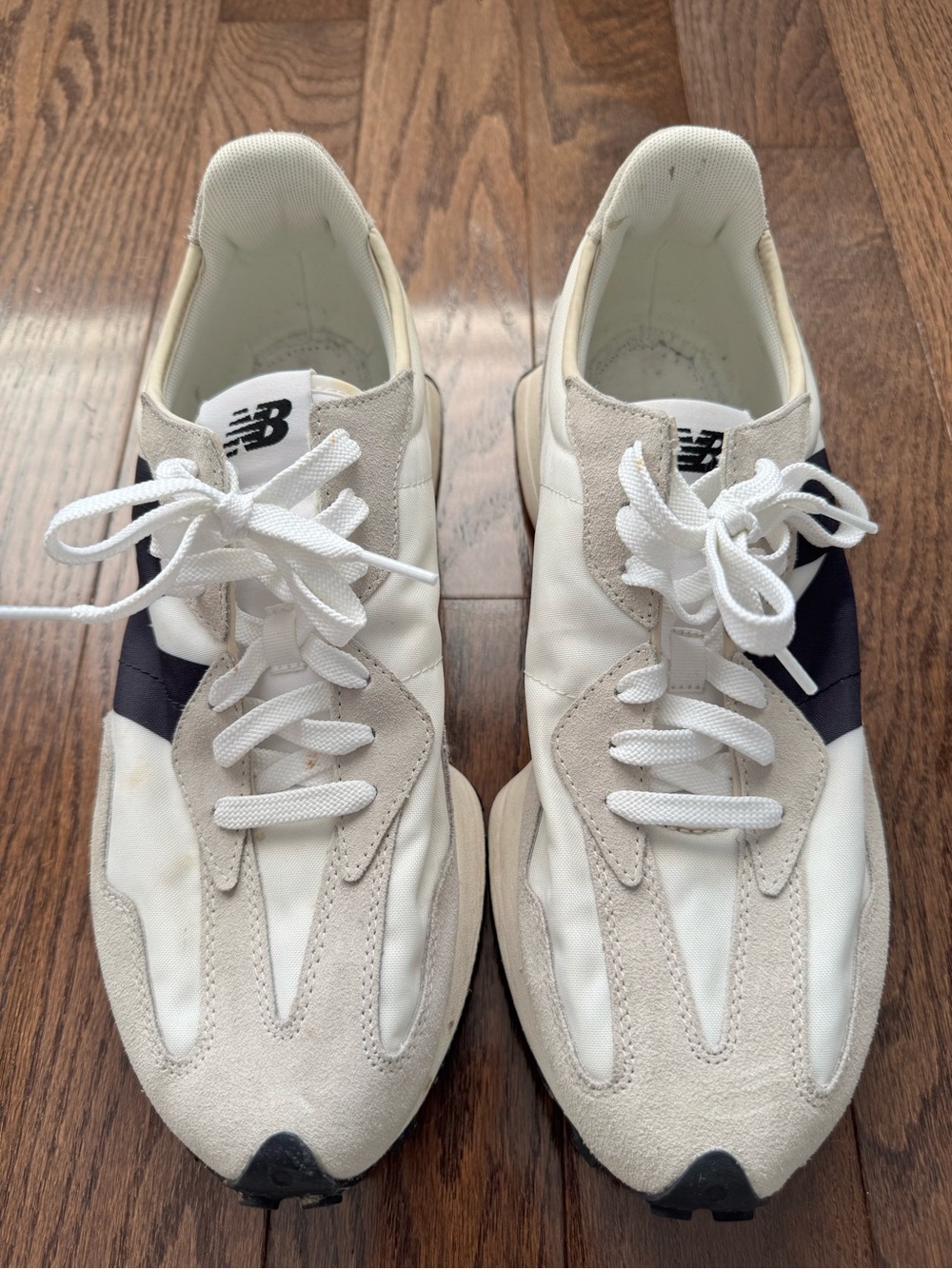 327 New Balance White and Dark Navy Blue